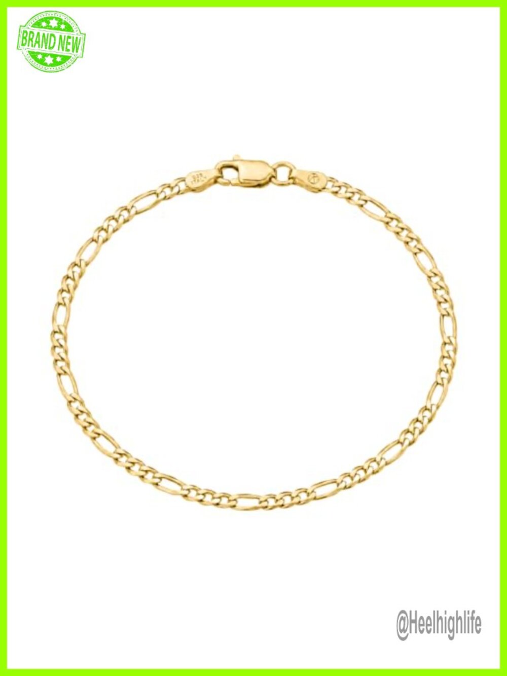 18K Gold Plated Over 925 Sterling Silver Chain Bracelet